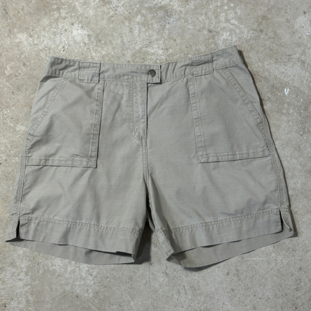 Woolrich Shorts Khaki Women’s Size 12 Brown Cotton Pockets High Rise Zip Fly